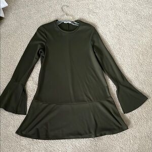 Zara Black A-Line Bell Sleeve Dress Shirt Tunic